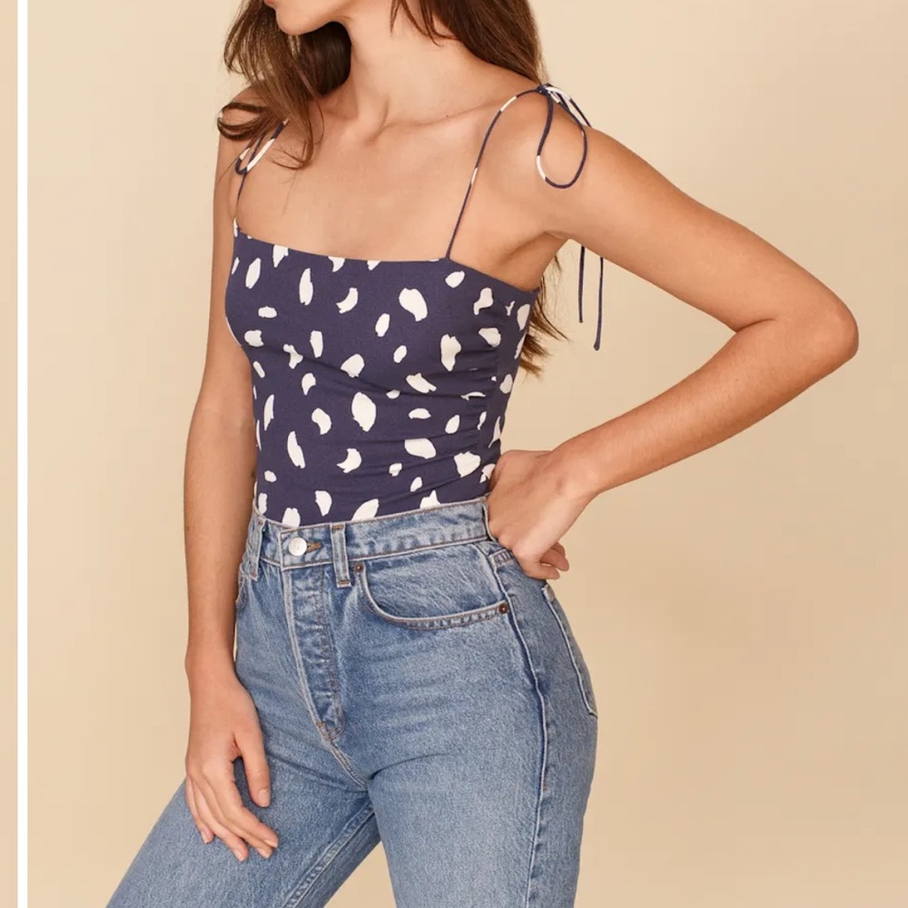 Reformation Navy and White Camisole